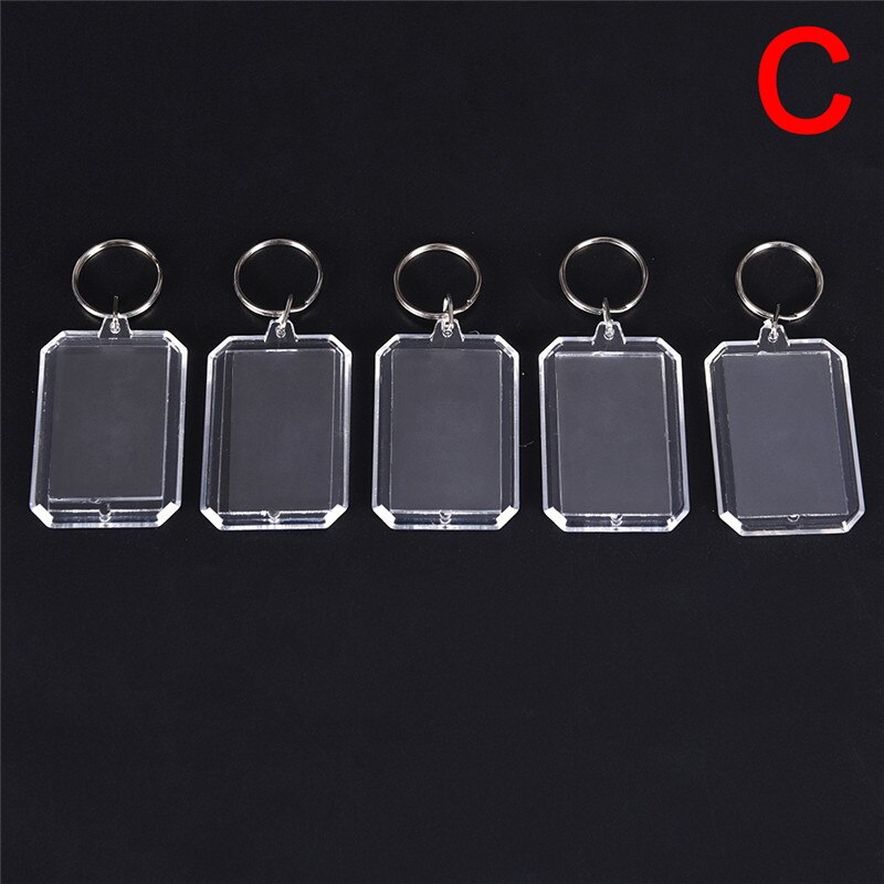 5PCS/lot Rectangle Transparent Blank Acrylic Insert Photo Picture Frame Keyring Keychain DIY Split Ring Key Chain: C