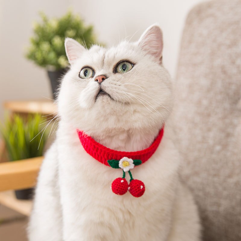 Strikket kattekrage søt vinter varm katt skjerf katt skjerf klær katt smekke valp kattunge sløyfe hundehalsbånd kjæledyr tilbehør