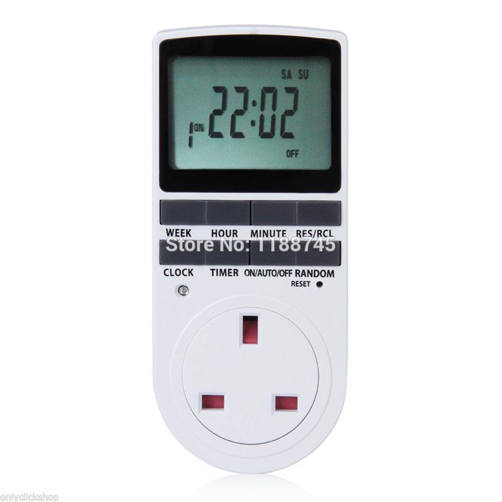 Plug-in digital timer switch med stor lcd display , 7 dagars programmerbar uk plug