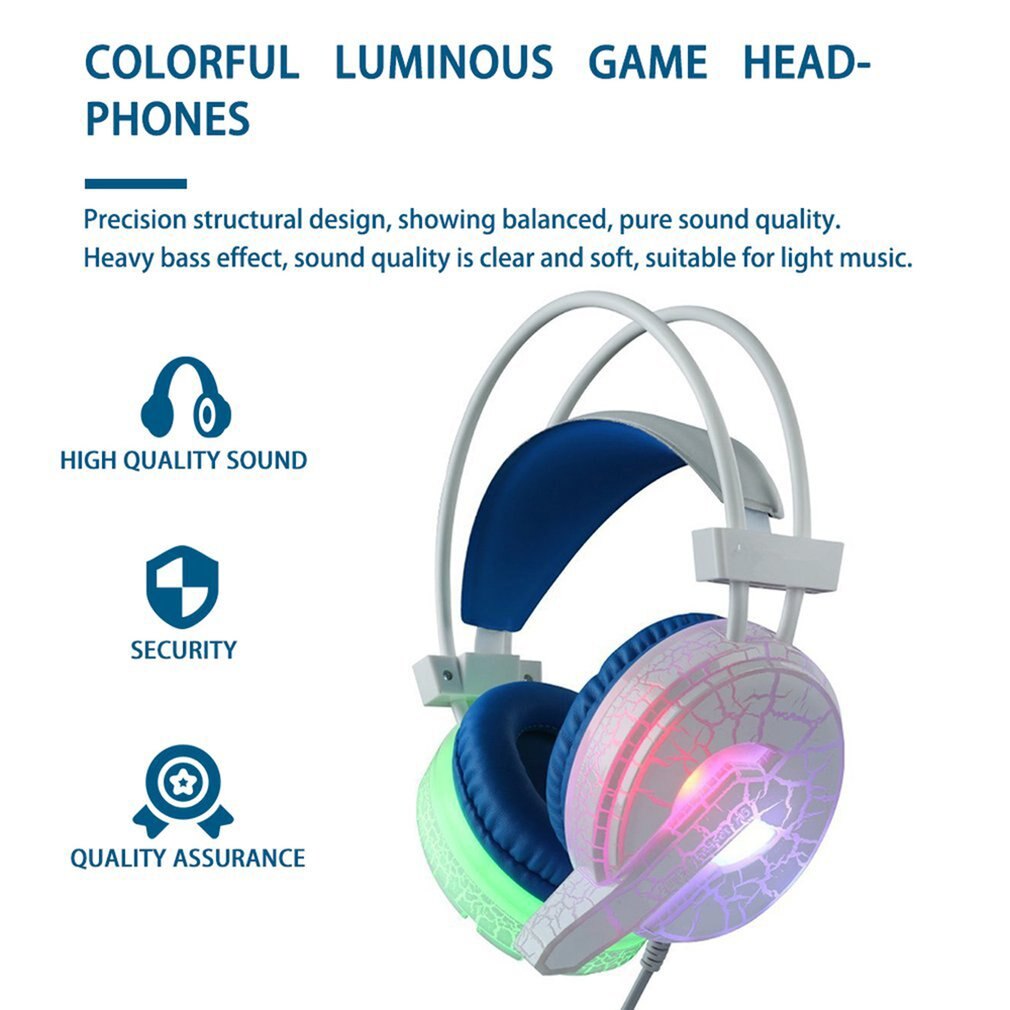 Gaming Headsets Gamer Headphones Surround Sound Stereo Wired Earphones USB Microphone Colourful Light PC Laptop Game Headset