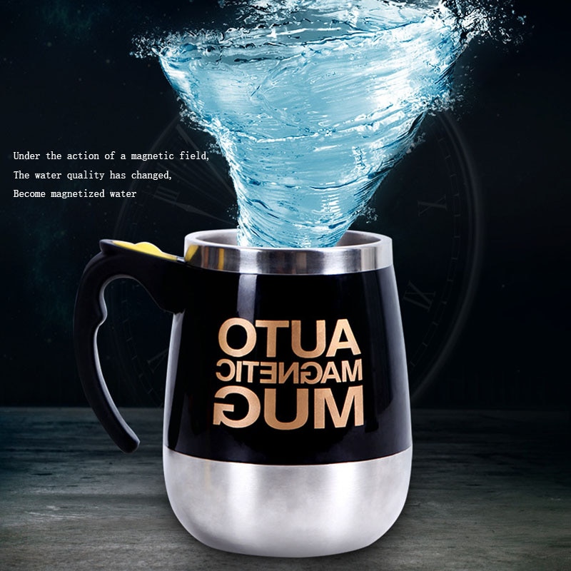 Coffee Mug Stainless Steel Magnetic Coffee Cup Self Stirring Automatic Milk Mixing Mugs Electric Lazy Shaker 2pcs 1 Spoon