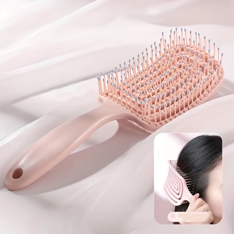 Brosse à cheveux démêlante ergonomique ajourée, creuse ergonomique avec poignée, douce sur les cheveux humides/secs pour tous les Types, 1 pièce