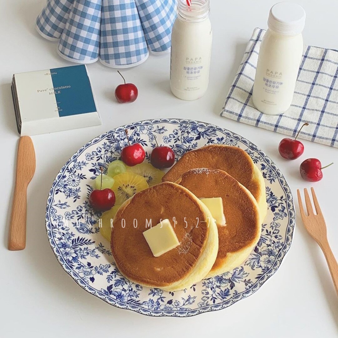 Super smuk~engelsk retro blå mønster keramisk tallerken eftermiddagste dessert kage tallerken morgenmad frugt tallerken