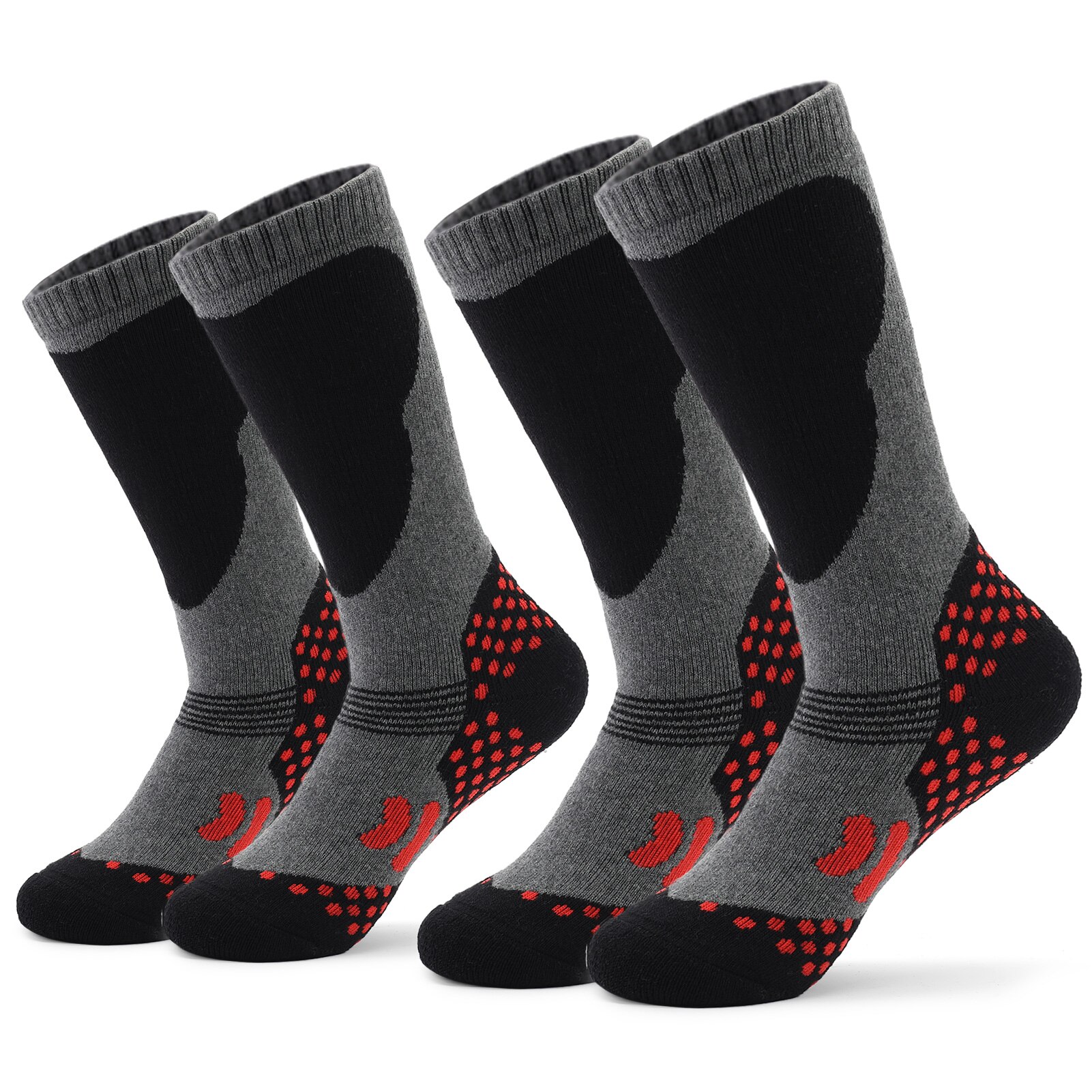 LIXADA 2 Pairs Children Sports Socks Ski Socks Kids Thick Knit Winter Athletic Knee-high Stockings For Ski Cycling: Type 3 / XS