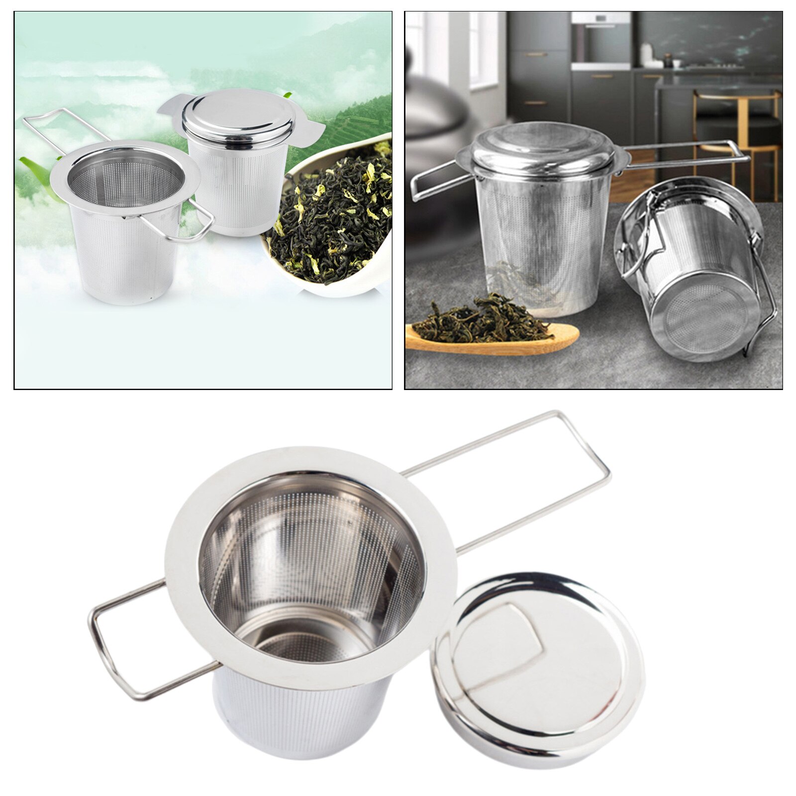 Stainless Steel Tea Infuser Tea Filter Steeping Mesh Strainer with Lid Tea Accessories