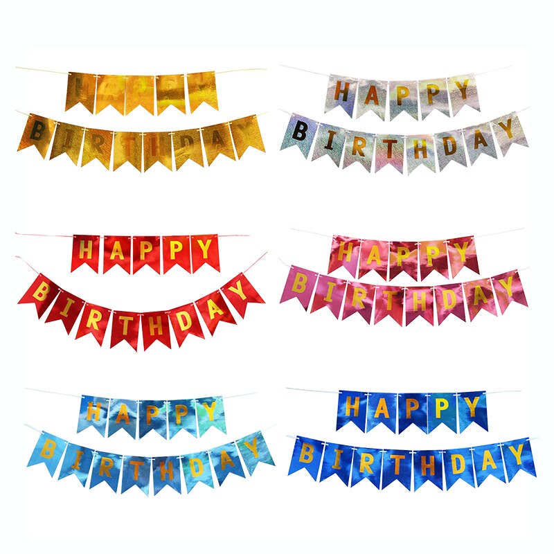 Cartel de feliz cumpleaños, espejo de oro, plata, rojo, azul, banderines de feliz cumpleaños, banderas de guirnalda, fotomatón, decoración para de bienvenida de bebé