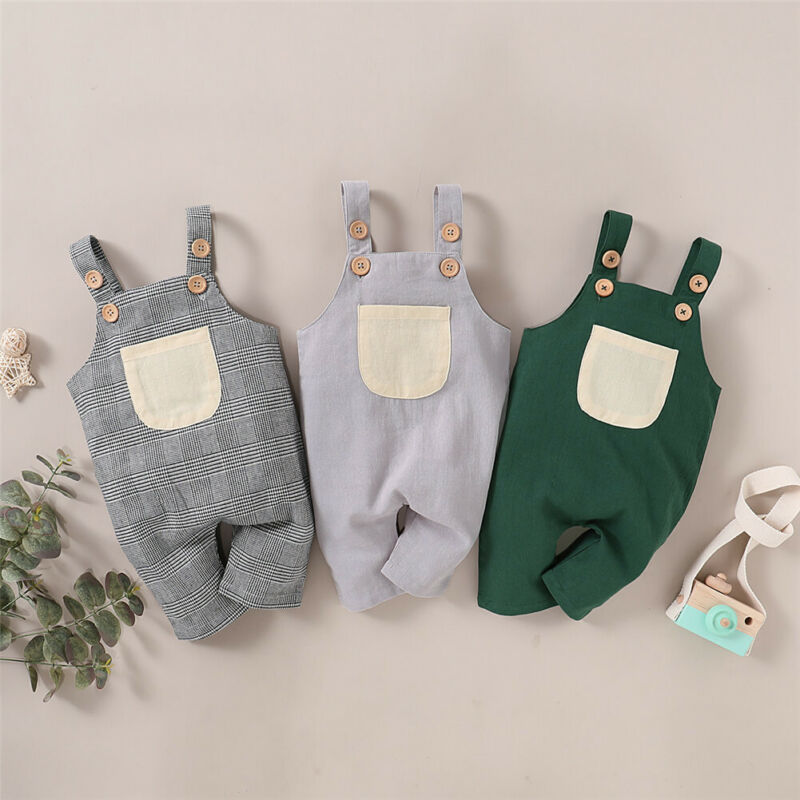 Baby zomerkleding baby jongens meisjes kleding band romper mouwloos jumpsuit effen overalls zak outfits