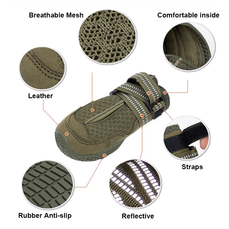 Truelove pet dog shoes, sporty winter shoes, rainproof, waterproof rubber sole, anti-slip dog boots, reflective, medium/large, 4 pieces/set