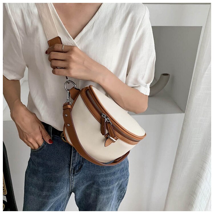 Casual Pu Lederen Taille Tassen Voor Vrouwen Rits Schouder Tas Dame Borst Crossbody Eenvoudige Modieuze Veelzijdige