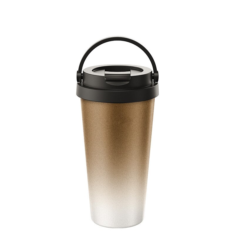 Termo de acero inoxidable de doble pared de 500ml, tazas térmicas para coche con asa, café o té para viaje o taza térmica, termo taza: Coffee