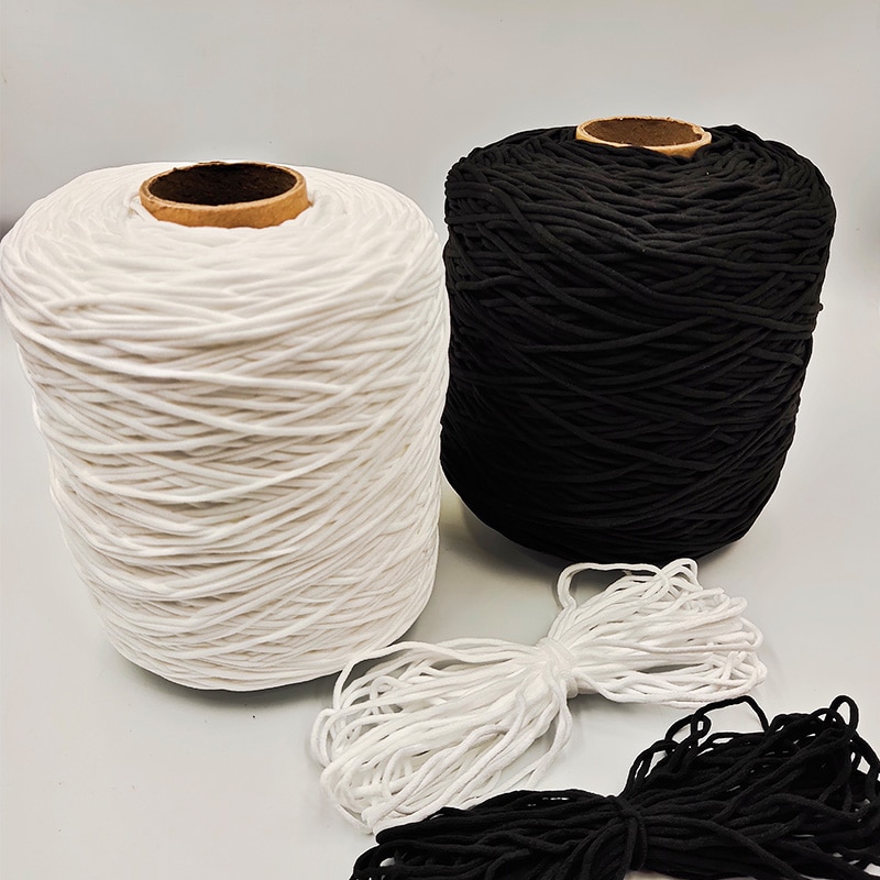 Bandes élastiques colorées rondes de 3mm, masque, corde élastique, noyau d'huile, ceinture, accessoires de vêtements de protection faits à la main pour bricolage,