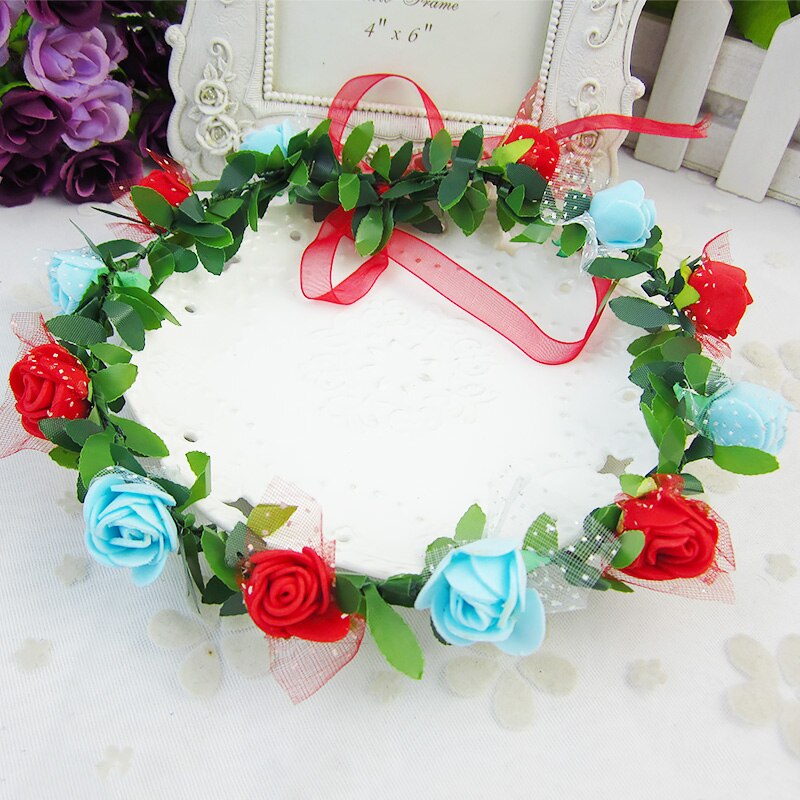 Rose Peony Flower Bridal Floral Crown Hair Band Wreath Mint Head Wreath Party Wedding Headpiece Bridesmaid Accessories: 21