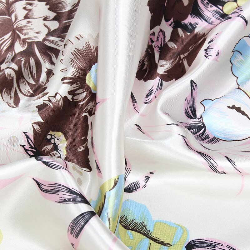 Hijab sjaal vierkant bloemenprint groot luxe merk wikkelsjaal hoofd foulard soie dames sjaals dames accessoires 90 x 90