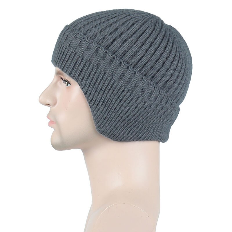 Gorros de invierno con protección para las orejas para hombre y mujer, gorro suave de lana , gorro clásico de punto con solapa para la oreja, gorro que cubre las orejas