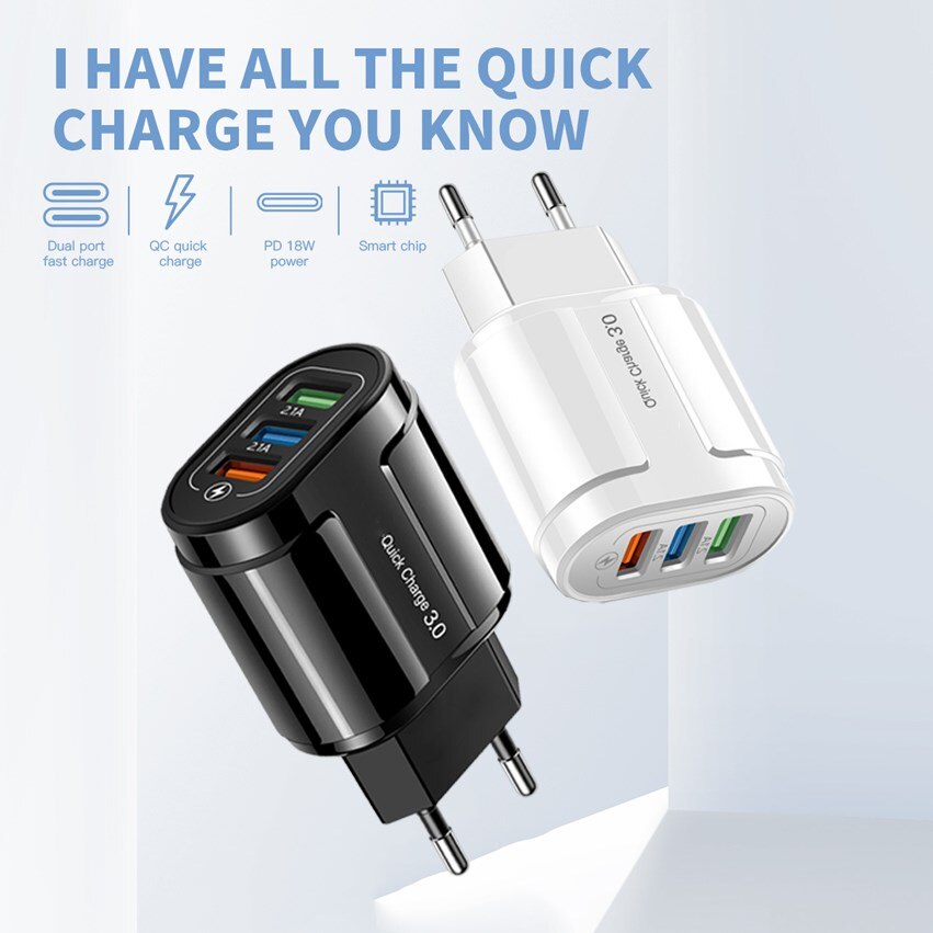 Charger Quick Qc 3.0 Usb Charge 3.0 Eu/Us Snelle Charge Multi Plug Wall Charger Adapter Voor Iphone Xr 11 Pro Samsung Xiaomi Mi 9