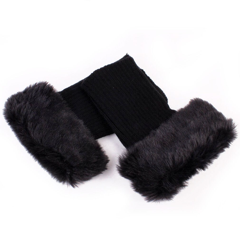 Gebreide winterlaarzen voor dames, gebreide laarsjes met bont, sokken, beenwarmers, warme sokken voor laarzen met bont, beenwarmers 20 cm: A