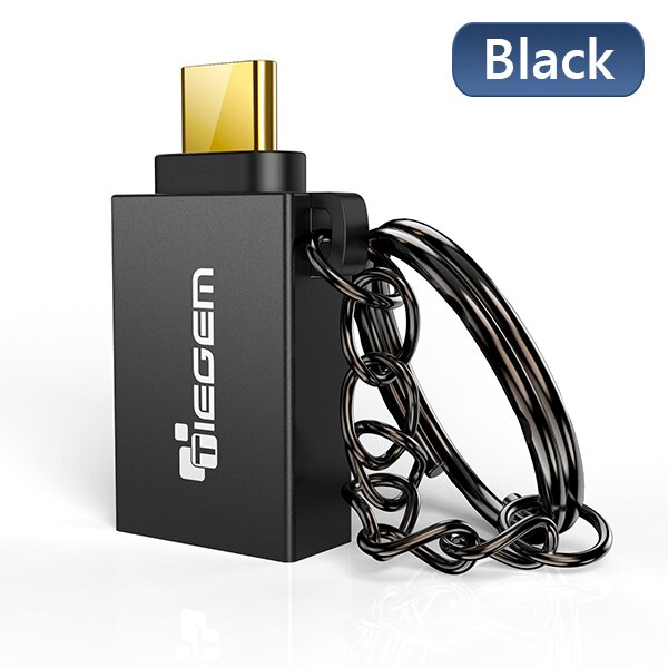 TIEGEM Type C Adapter Type-C om USB 3.0 OTG Kabel Adapter USB C Converter voor Een plus 6 T 5 Xiao mi mi 8 huawei Usb C OTG ADAPTER: Black