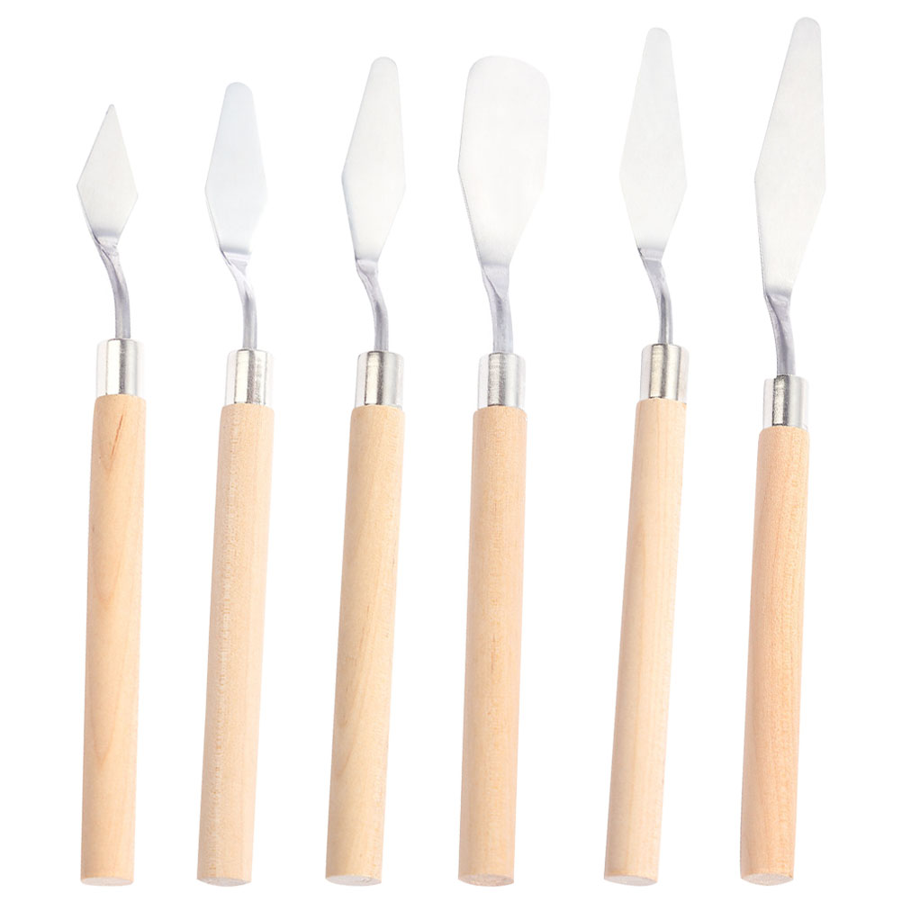 6pcs Painting Mixing Scraper Art Paint Spatulas Color Stirring Shovels Art Supplies