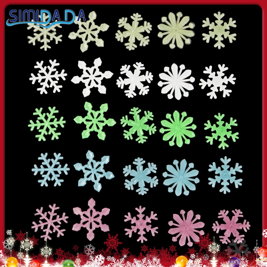 48 stuks/set kleurrijke lichtgevende sneeuw muurstickers voor thuis, glow in the dark stickers voor kinderkamers, fluorescerende stickers en decoraties