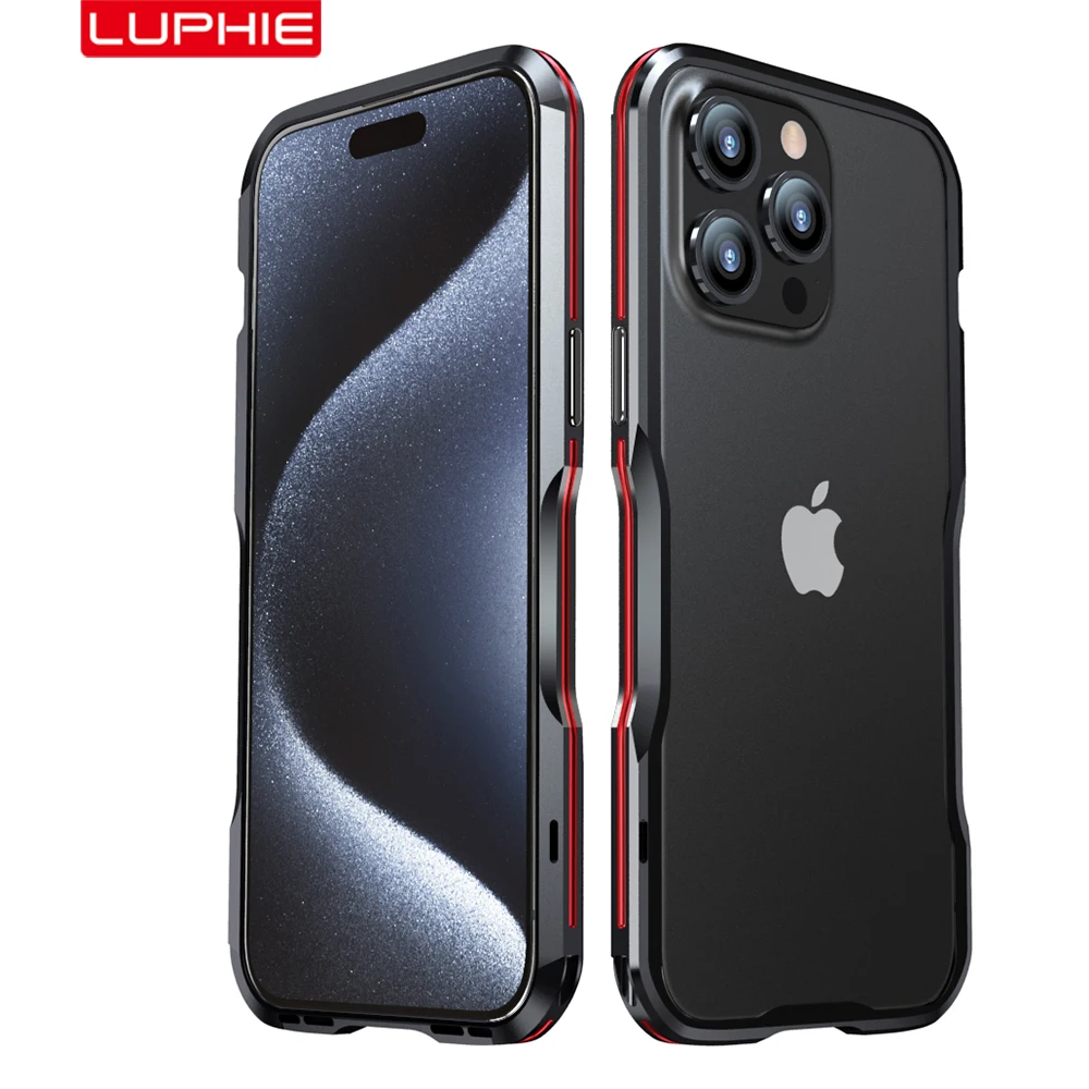 LUPHIE Metal Bumper For iphone 15 Pro Max Alloy Frame 14 Plus 13 Mini 12 11 Light Weight Aluminum Shockproof Case Cover Funda