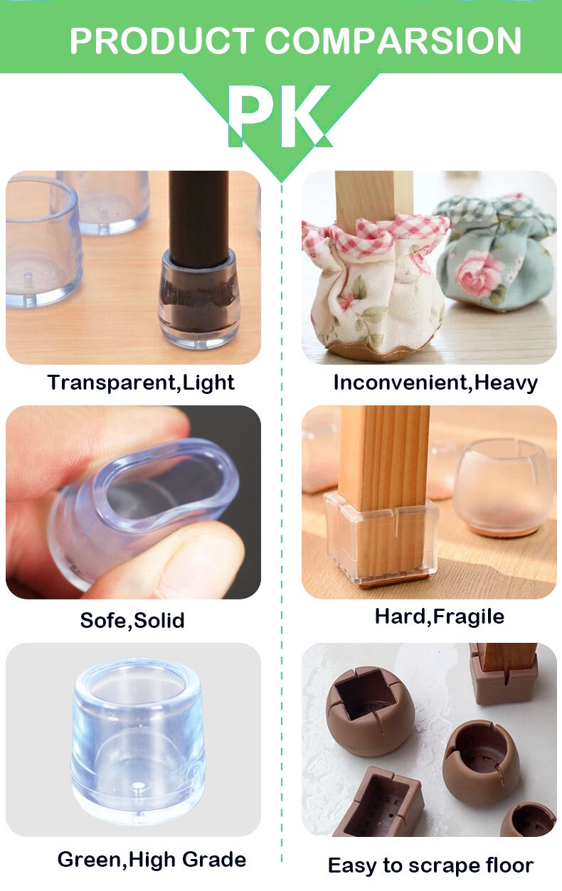 Møbler silikon benkapper føtter pads bord stol ben gulv føtter cap cover protector transparent møbelben