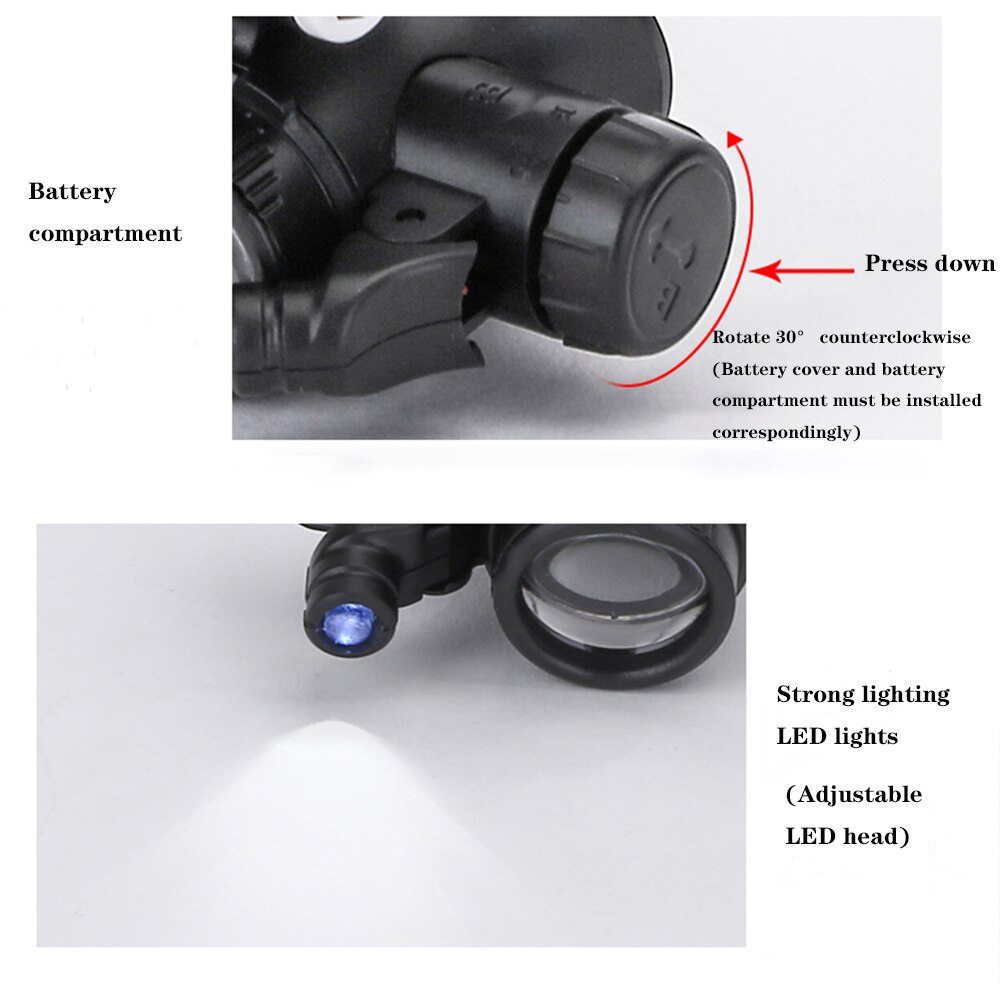 Jeweler Watchmaker With Led Light Magnifying Glass 8x 15x 23x Headband Magnifier Glasses Reading Led Magnifying Glass Glasses