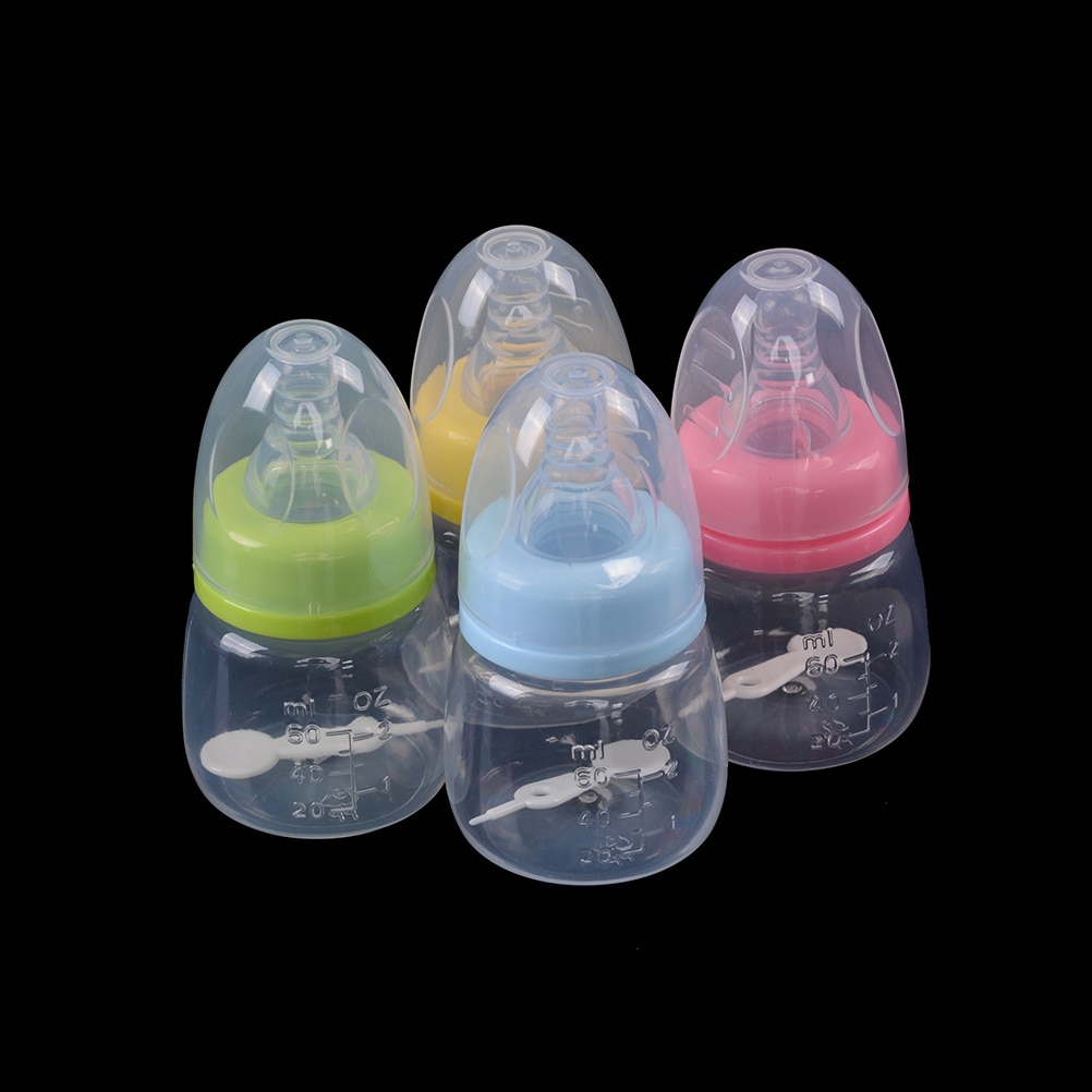 60ML Newborn Baby Infant Nursing Milk Fruit Juice Water Feeding Standard Mouth Silicone Nipple Pacifier Drink Bottle