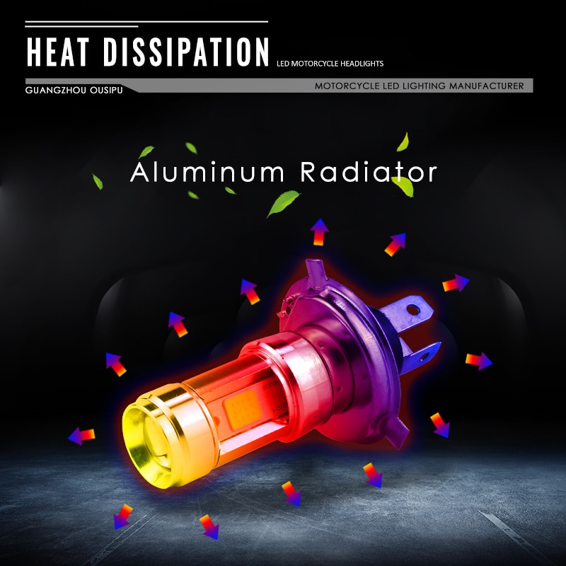 RTD E01C Motorcycle LED Headlight Dual Beam 12W 1200LM H4 HS1 P43T S2 BA20D Light Bulbs Scooter Motorrad E-bikes 3Sides Blue DRL