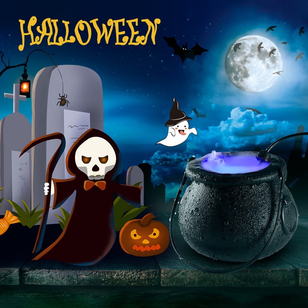 Humidificador LED para máquina de humo de bruja de Halloween, decoración espeluznante que cambia de Color, de escena DIY para de Halloween, juguete de broma