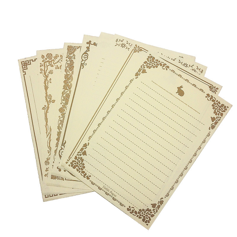 8 Sheets/set European Vintage Style Writing Paper Letter for Envelopes Writing Stationery Paper Pad Note Letter Set: White