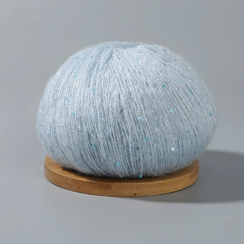 50 g Spitzen-Mohairgarn mit Pailletten, Häkel-Strickgarn mit Lurex, modische Baby-weiche Pullover-Schal-Nadelgarn mit Schlaufen