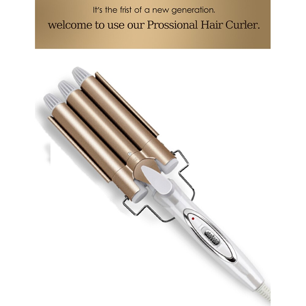 3 Barrel Curling Iron Wand Ceramic Tourmaline Triple Barrels Crimper Hair Iron,Hair Waving Styling Tools 2MM Hair Curlers