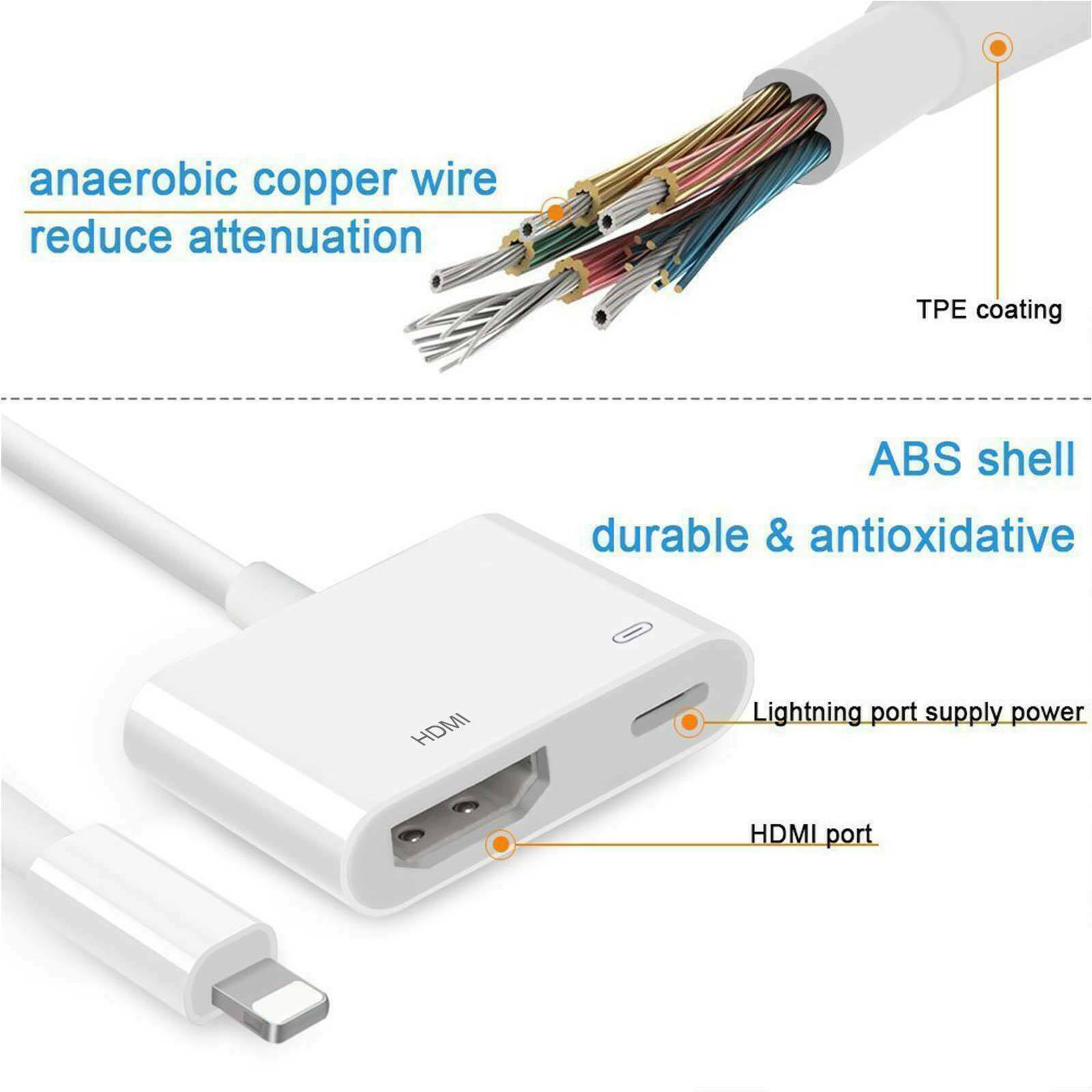 Cavo adattatore AV digitale compatibile da Lightning a HDMI per Apple iPad per iPhone 5 6 7 8 X XS Sync sincronizzazione trasferimento Video OTG