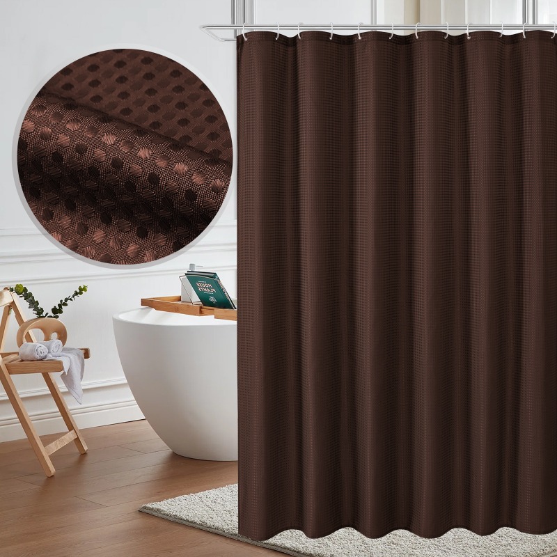 Plain Waterproof and Mildew-proof Polyester Shower Curtain Bathroom Bathroom Punch-free Shower Curtain Fabric: 200*210cm / clear