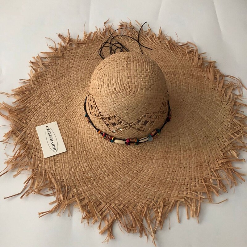 ZJBECHAHMU sombreros de paja Vintage sombreros de sol para mujer chica gorras de verano de accesorios de joyería sombra playa gorros plegables