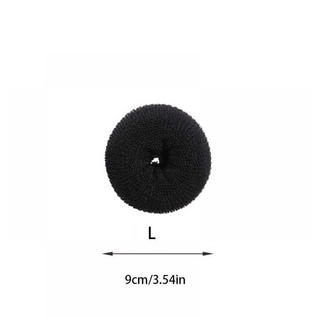 Donut de espuma mágica para hacer moños en el pelo, anillo grande fácil, herramientas de estilismo para el cabello, accesorios para el cabello para niña y mujer: Black-L