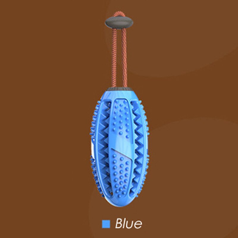 Juguete interactivo para perros, bola dispensadora de alimentos, mordedores de juguete para perros, cepillo Dental para perro, mascotas, limpieza Dental, suministros para perro cachorro: Azul