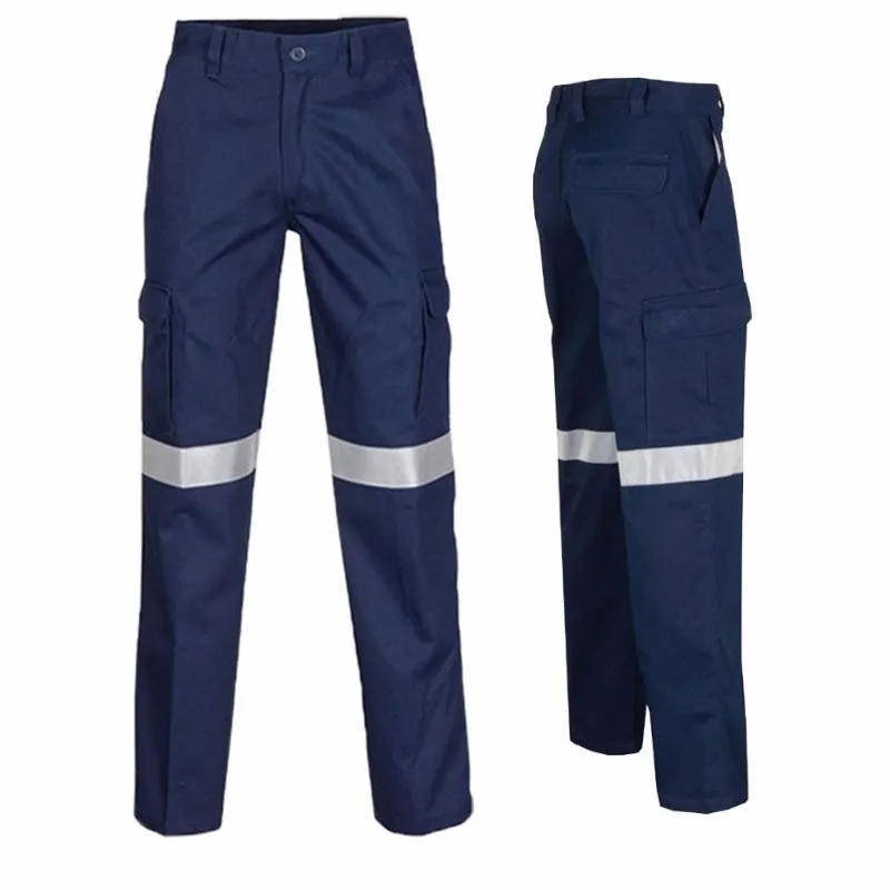 Pantalon de travail de Construction en tissu 100% coton pour hommes, avec bandes réfléchissantes, avec bande réfléchissante, vêtements de travail haute visibilité