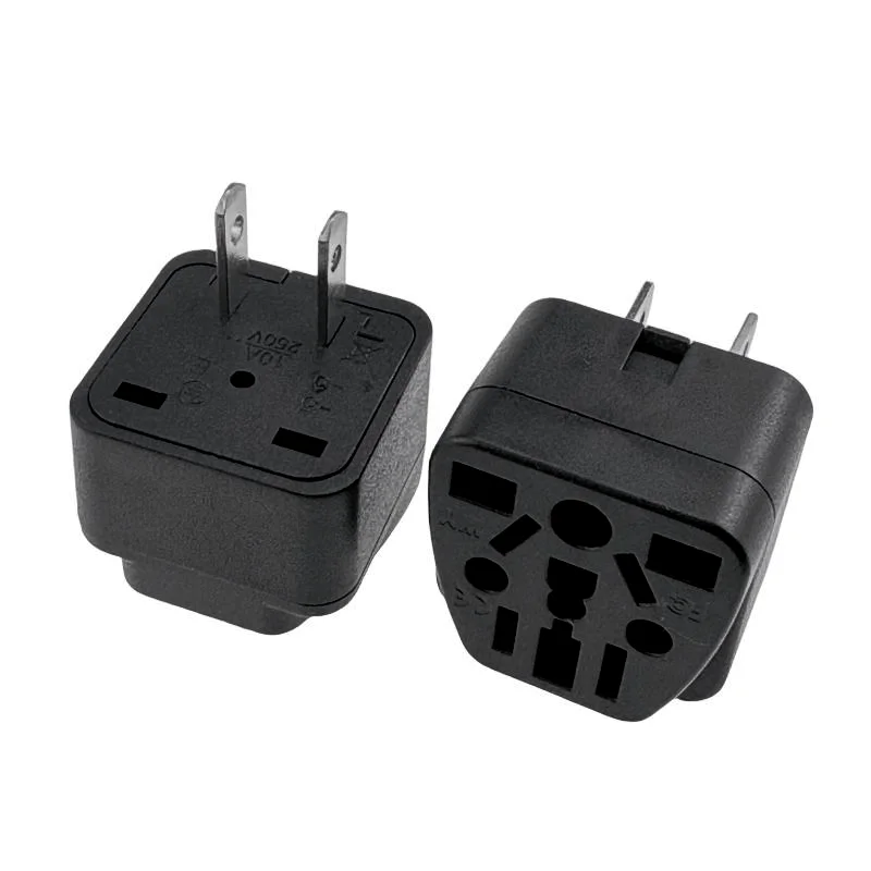 Noir blanc 10A 250V US/EU/UK/AU vers les états-unis Canada japon Taiwan mexique 2 broches adaptateur de voyage prise convertisseur de prise universelle type-a: Black