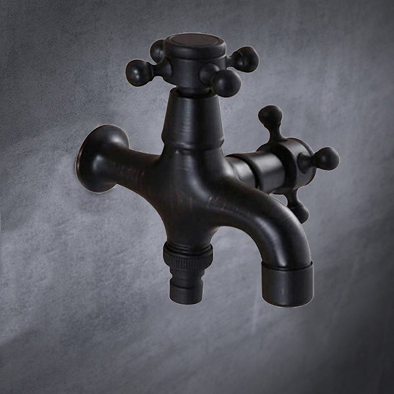 Variety Brass Lengthen Wall Mounted washing machine Bibcock Decorative Outdoor Garden Faucet one-in and two-out single cold Taps