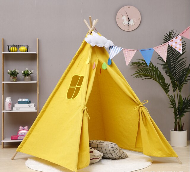 1.35m Large Unbleached Canvas House Tipi Tent Portable Kids Tent Indian Play Tents Children's Tents Little House Room Decoration: 7