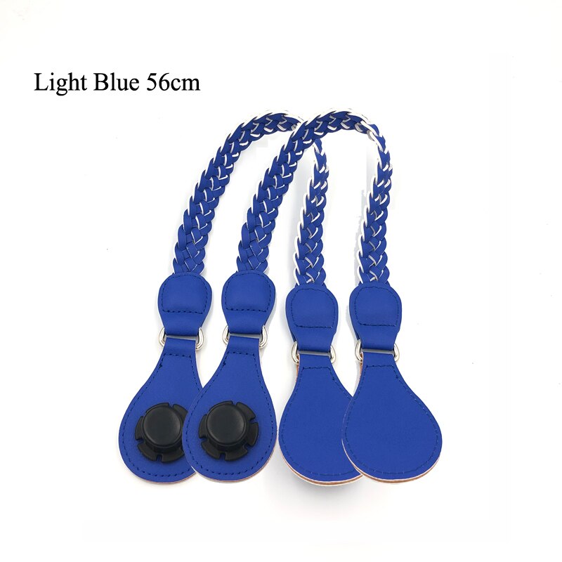 Long Faux Leather Weave Belt shoulder handle straps for Classic Mini O Bag Obag Eva women handbag shoulder bag Accessories: Short Light Blue