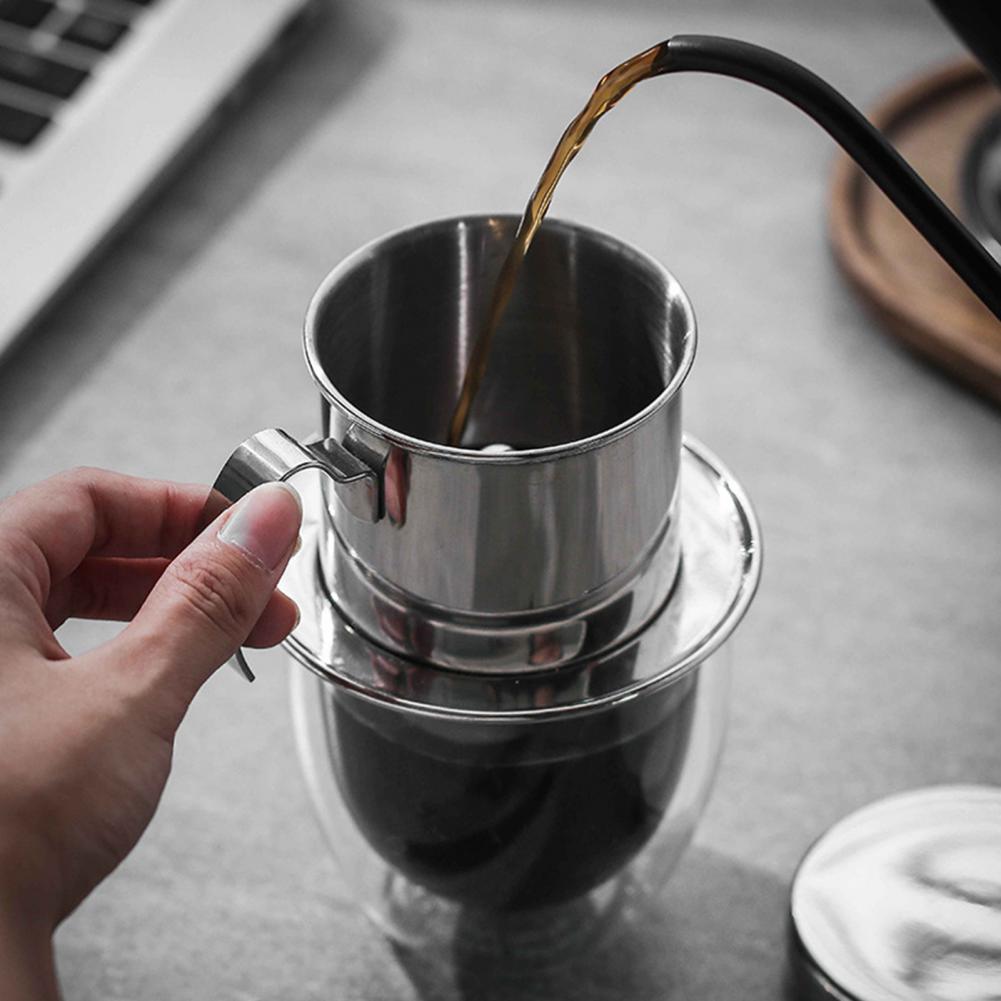 Vietnamese Coffee Filter Non Fade High Temperature Resistance Humanized Handle Stainless Steel Vietnamese Coffee Drip Filter for
