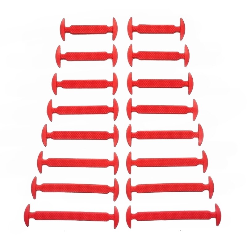 16 Stks/partij Schoenen Accessoires Geen Tie Schoenveters Unisex Elastische Siliconen Schoenveters Rubber Schoenveter: Red