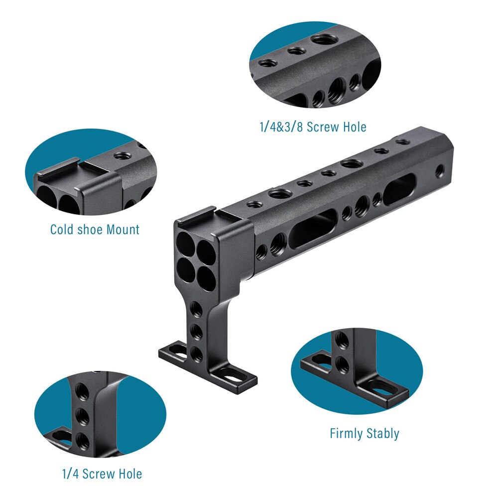 Fanshang universele kaastop handgreep met cold shoe bevestiging voor dslr camera kooi rig monitor led licht microfoon diy ft -11