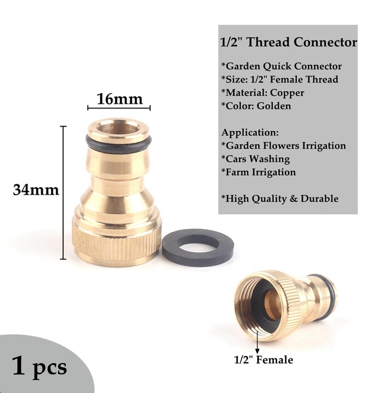 1pcs 1/2" 3/4"Garden Quick Connector Copper Thread Mental Joint Irrigation Hose Fittings Watering Tube Accessories Pipe Adaptor: 1l2in Connector(H)