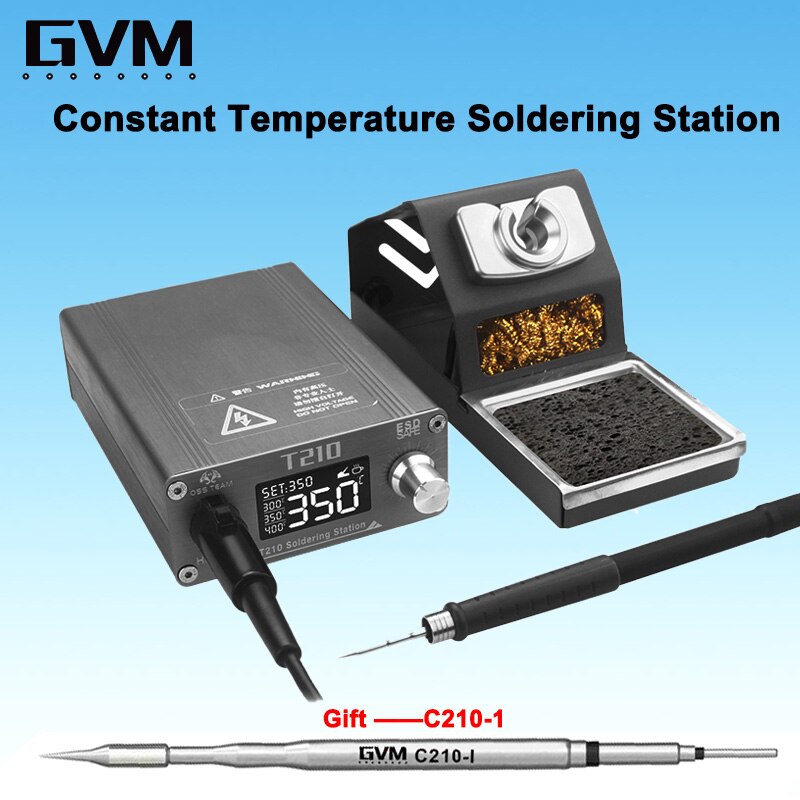Gvm  t210 digital display justerbar temperatur lödstation 2s smältplåt för mobiltelefon reparationssvetsning med  c210 spetsar