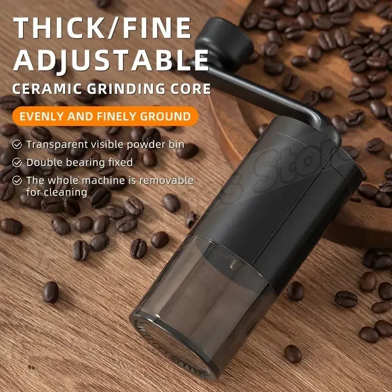 Leje justerbar coffeebe manuel kaffekværn keramisk kværnkerne dobbelt håndsving kaffekværn coffeebean
