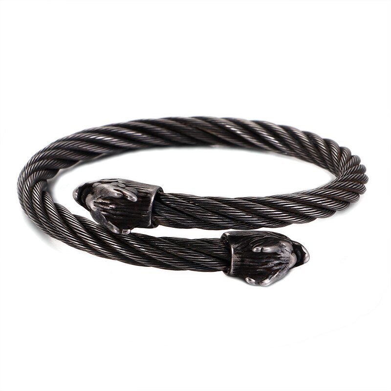 Punk rostfritt stål matt viking varg drake berlock armband man hip hop kabel tråd guld djur manschett armband män smycken: Kb121340- drake