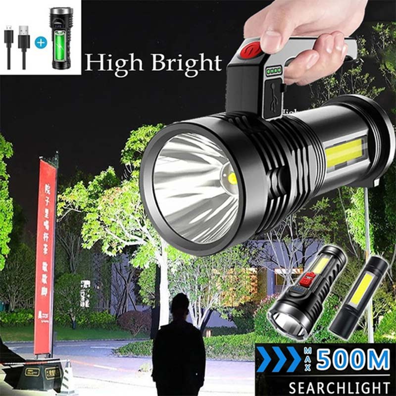 Outdoor Usb Rechargeable Osl+cob Led Flashlight Ultra Bright Torch Light 4 Modes Power Bank Torch Light Bulbs Shock Resistant